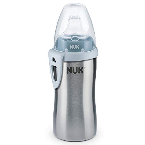 NUK Active Cup tazza per bimbi | 12+ mesi | Beccuccio morbido a prova di perdite | Clip e cappuccio protettivo | Senza BPA | 215 ml | Blu (acciaio inossidabile) | 1 pezzo