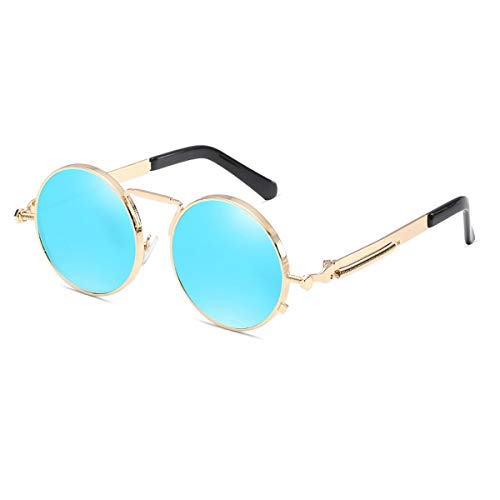 Kennifer Occhiali da sole polarizzati moda classica rotondo, occhiali da sole polarizzati stile vintage Steampunk Occhiali da sole retrò protezione UV400 montatura matel