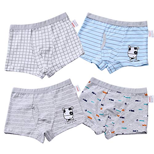 RAISEVERN Slip Boxer da Mucca con Stampa 3D da Bambino Shorts di Cotone Intimo Assortito Confezione da 4 Pezzi Pantaloni da Bambino Pantaloni di Sicurezza 6-7 Anni