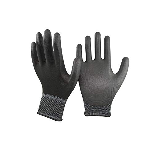 FZTEY 24 paia di guanti da giardinaggio sottili rivestiti in PU nero guanti protettivi di sicurezza da lavoro, meccanici per uomini e donne Signora regalo Rigger lavabile Gripper 7S