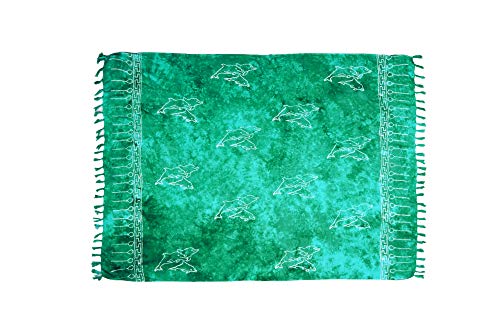 MANUMAR pareo mare donna opaco, telo mare sarong tosca con motivo delfino, XXL grande formato 225 x 115 cm,telo abito estivo in look hippie, bikini wrap cover up sauna hamam lunghi beach dress