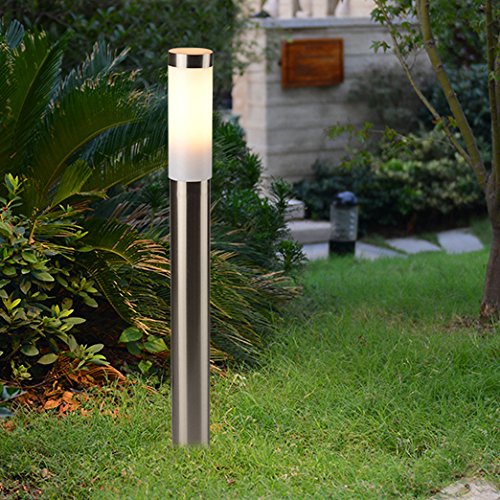 lampada per esterni in argento 80cm alto Ø6cm E27 IP44 adatto illuminazione cortile giardino via
