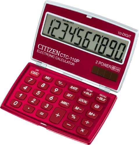 Citizen ctc-110rd Premium Calcolatrice tasca Portacipria 10 grandi cifre Digits Pocket Calculator laccata rosso