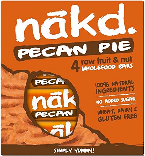 Nakd - 4 barrette energetiche per sportivi al gusto di torta di noci pecan, adatte a vegani e crudisti, senza glutine, senza lattosio.