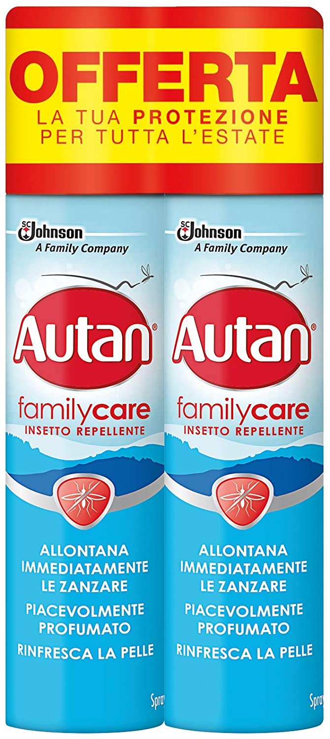 Autan Family Care Spray Bipacco, Insetto Repellente e Antizanzare Tigre e Comuni, 2 Confezioni da 100 ml