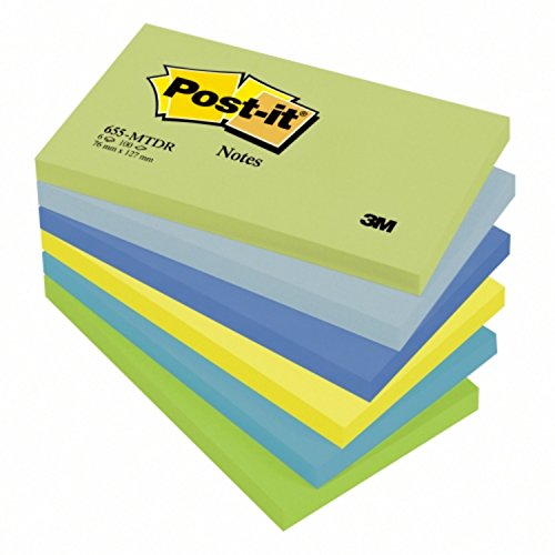 Post-It Fantas Dreamy Collection 655MTDR - Note autoadesive, 76 x 127 mm, 6 quaderni rettangolari con 100 fogli in 6 colori