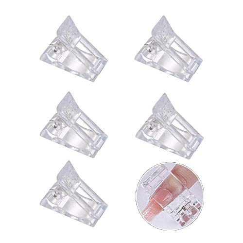 Anself - Set di 5 clip per unghie in poligelo trasparente, per nail art, per manicure e nail art