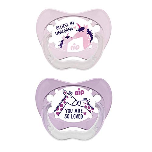 NIP pacifier Family suitable for the jaw: Reduces pressure on teeth & jaw, Made in Germany, BPA-free, Size 3, 16-32 months, Silicone, Girl
