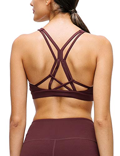 EVELIFE Donna Reggiseno Sportivo, Reggiseno Senza Ferretto Imbottito, Reggiseni Sportivo con Spalline Incrociate, Sports Bra per Yoga Fitness Gym(Viola XL)