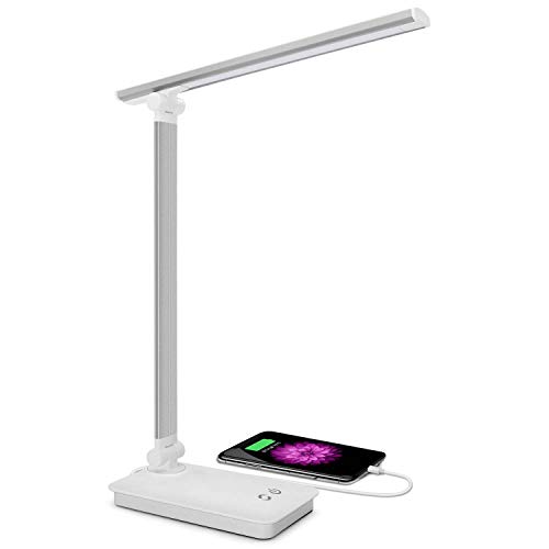 SaponinTree Lampada da Scrivania LED, USB Ricaricabile Lampada da Tavolo, 3 Intensità Luminose Regolabili e 5 Temperature di Colore, Pieghevole Touch Controllo Lampade per Ufficio, Lettura