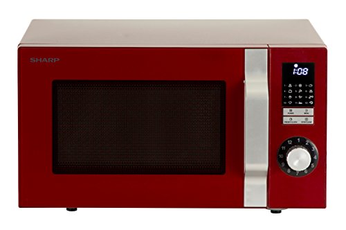 SHARP, microonde, 48,3 cm di larghezza, 900 W, capacità di 25 l, display a Led, con funzione Grill, colore rosso Rot