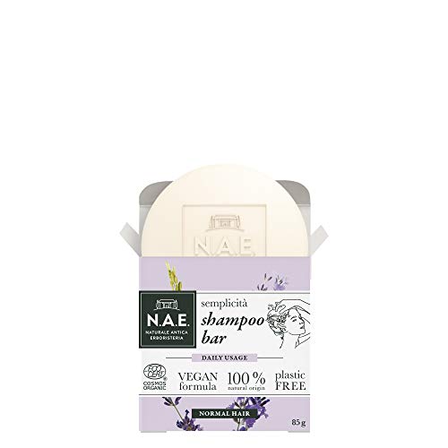 N.A.E. Shampoo Solido Semplicità, Shampoo Bar Ecologico e Vegano per Capelli Normali, con Estratti di Lavanda Biologici, 85 g
