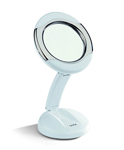Laica MD6051 Specchio per il Trucco e il Make Up del Viso , Retroilluminato, Richiudibile, Ingrandimento X3, Diametro Specchio 12,5 cm