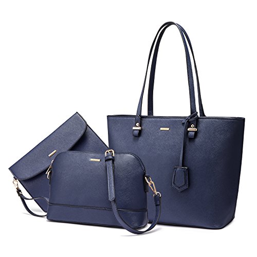 Borsa Donna Tracolla Borse a Mano Donna Moda Elegante 3 pezzi grande capacità Blu