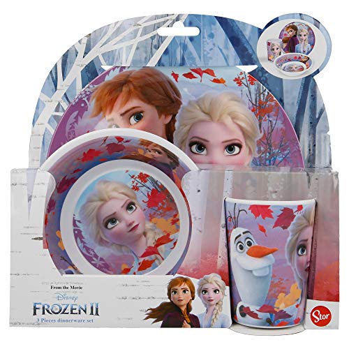 Frozen - Set da colazione in melamina senza Orla 3 pezzi, 2 tazze, da applicare