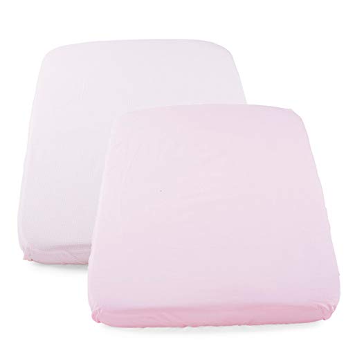 Chicco - Set di 2 lenzuola con angoli, 190 g, colore: Rosa a pois