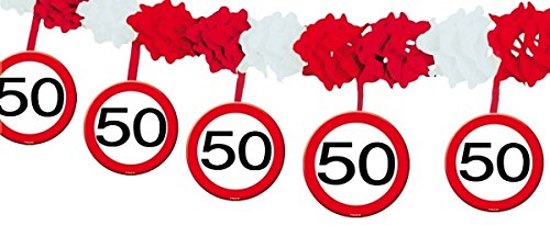 Ghirlanda con segnali stradali 50 anni con ganci