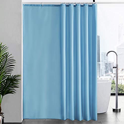 Furlinic Tende Doccia Anti-Muffa Tessuto in Poliestere, Grande Tende Doccia Impermeabile &Lavabile,Tenda Vasca da Bagno con 12 Ganci Tenda Doccia Azzurro-200x240cm.