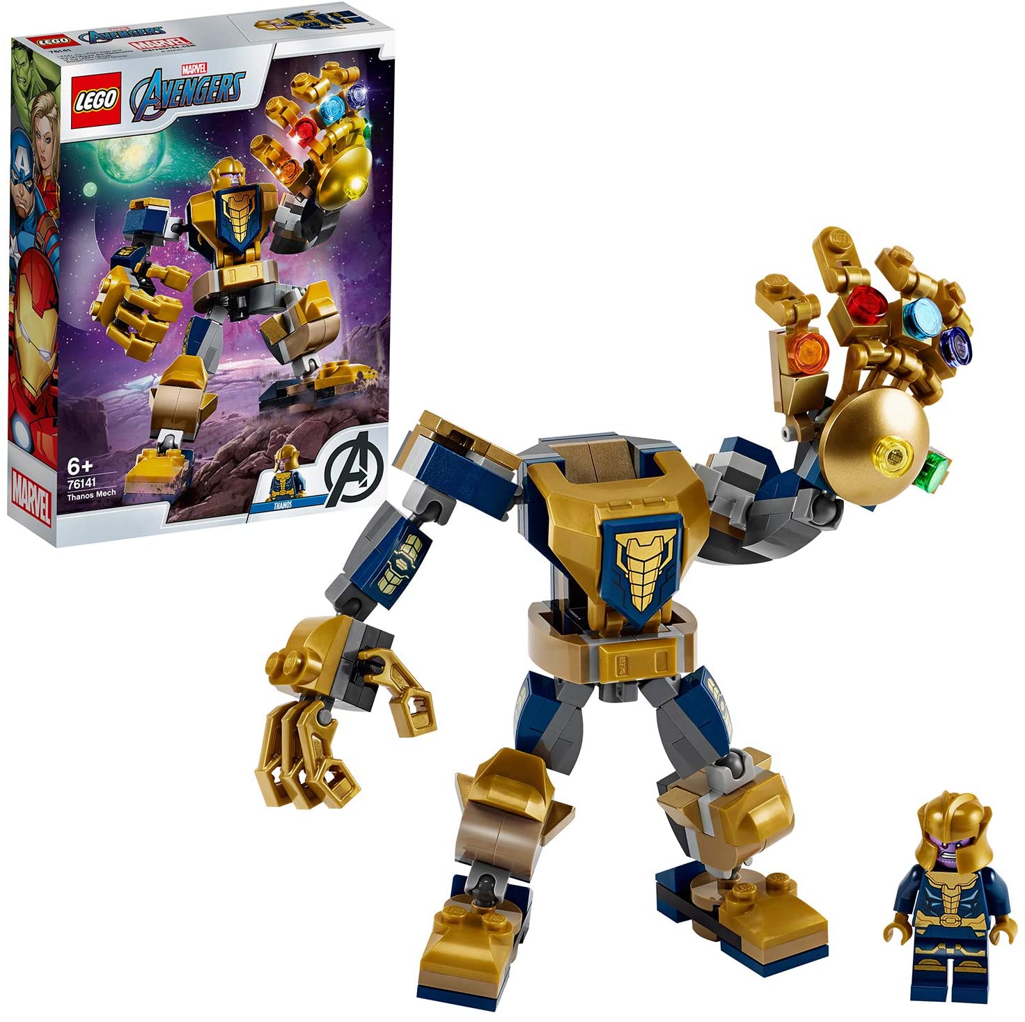 LEGO Super Heroes - Mech Thanos Marvel Avengers con la Minifigure di Thanos, il Mech di Thanos Costruibile e 6 Gemme dell'Infinito, Set di Costruzioni per Bambini +6 Anni, 76141