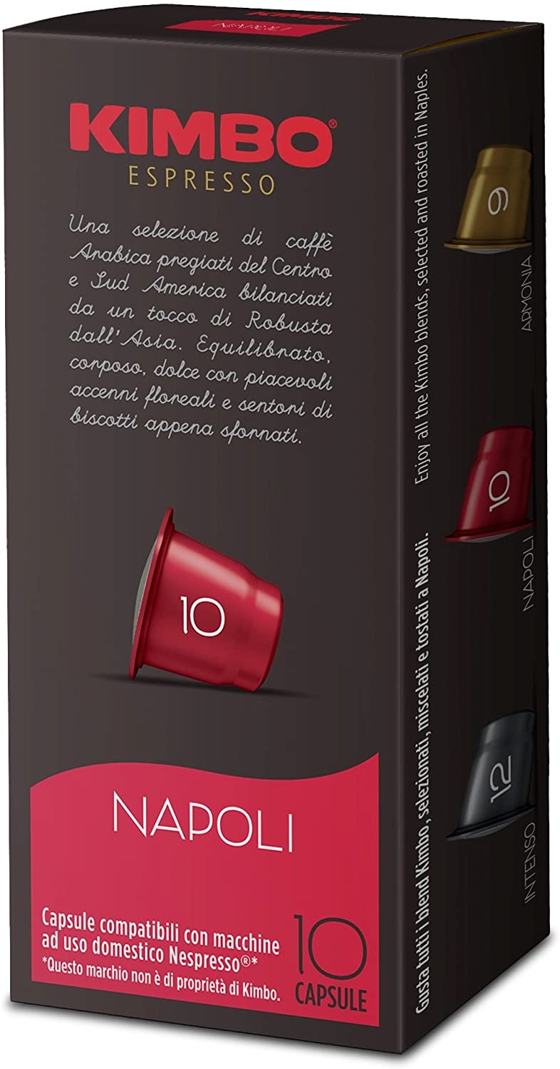 Kimbo Capsule Napoli Compatibili Nespresso - 12 Astucci da 10 Capsule (Totale 120 capsule)