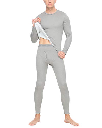 LAPASA Uomo Set Termico Invernale Ad Alta Densità Completo Termico T-Shirt Maniche Lunghe & Pantaloni Invernali Confezione Regalo Heavyweight M24 (Medium, Grigio Chiaro(Heavyweight))