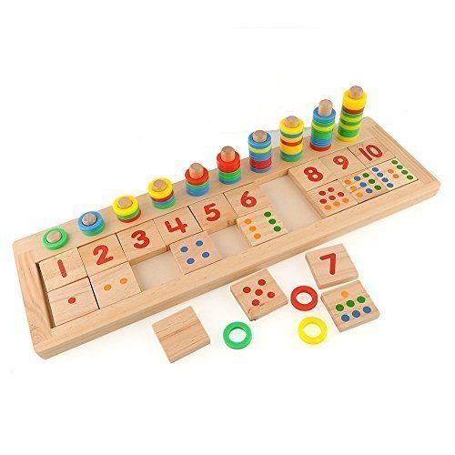 Eshowy Colourful Teaching Tool Math number Wood Board Preschool Toy Kid