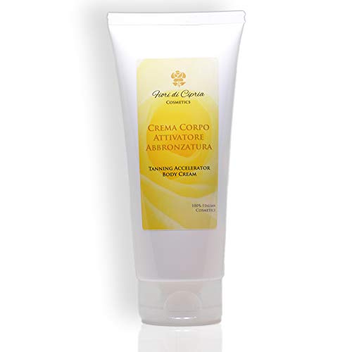 Crema Attivatore Abbronzatura Intensa MADE IN ITALY - Abbronzante Corpo, Gambe e Viso, Stimola la Melanina. Ricca di Principi Naturali: Olio di Mandorle, Burro di Karite e Acido Ialuronico - 200ml