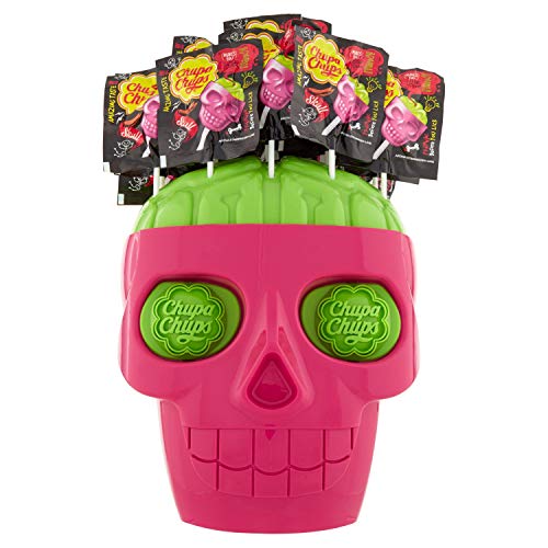 Chupa Chups Skull Lecca Lecca, Confezione da 100 Lollipops Monopezzi, Aroma Fragola e Lime, Ottimi da Condividere