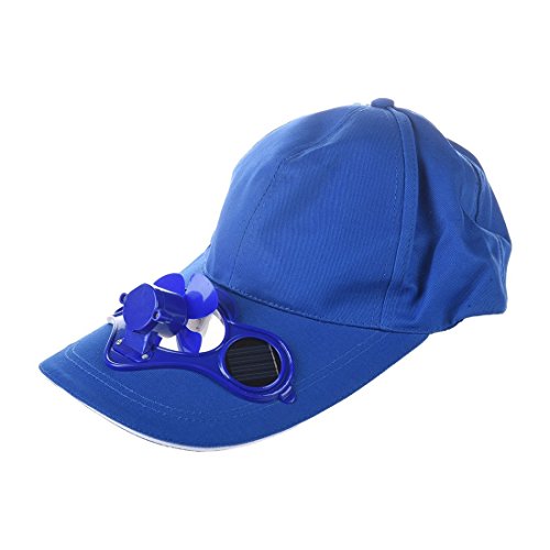 SODIAL (R) Estate Outdoor Solar Sun Power cappello raffredda ventilatore freddo per baseball di golf Sport - blu