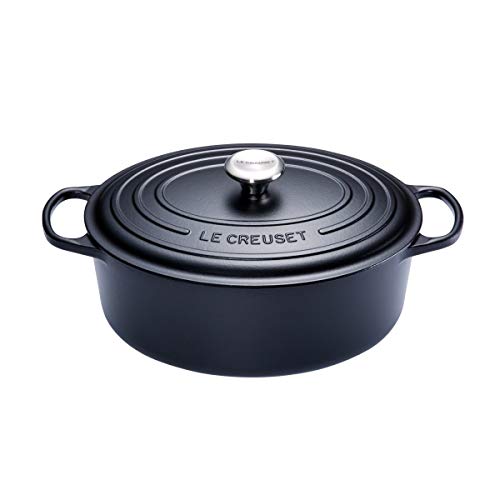 Le Creuset Signature Casseruola Ovale, in Ghisa con Coperchio Adatta a Tutte le Fonti di Calore, Nero, 33 cm