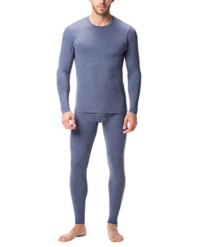 LAPASA Uomo Set Intimo Termico - Ti Tiene al Caldo Senza Stress- T-Shirt Maniche Lunghe & Pantaloni Invernali Lightweight M11 (XL(Torace 111-117/ Vita 101-106 cm), Blu Scuro)