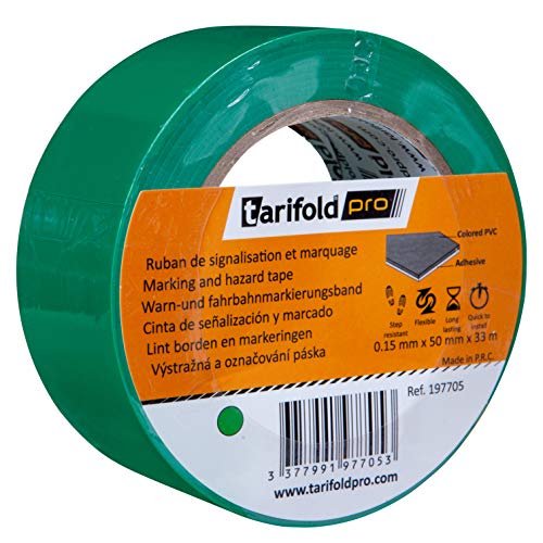 Tarifold - Nastro adesivo per pavimento, segnalazione, sicurezza, colore verde, 50 mm x 33 m, 50 mm x 33 m