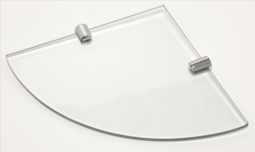 Mensola angolare in vetro, spessore 6 mm, con 2 staffe cromate, dimensioni 250 x 250 mm