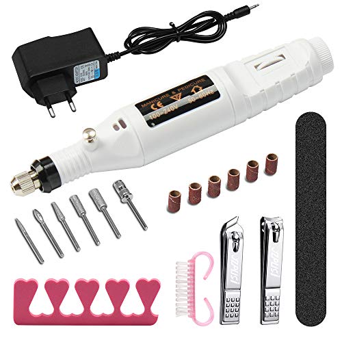 Lucidatore Elettrico Professionale Smalto per Unghie Pedicure, YZPUSI Lucidatore per Unghie Pulidora Trapano Nail Trapano Art Lime 6 set, Forma di Penna per Unghie Strumenti Lucidatura