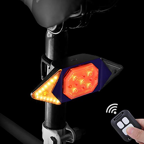 WASAGA Indicatore di direzione per Bici con Telecomando Wireless, Fanale Posteriore per Bicicletta con Segnale di svolta, 5 luci stroboscopiche (Blu)