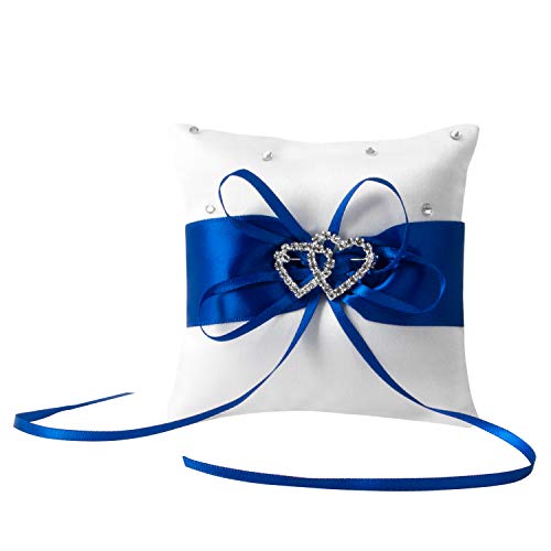 NIERBO Cuscini Portafedi 10 * 10 cm Cuscino per Anello Nuziale con Fiocco in Raso per Accessori per Matrimonio (Blu)