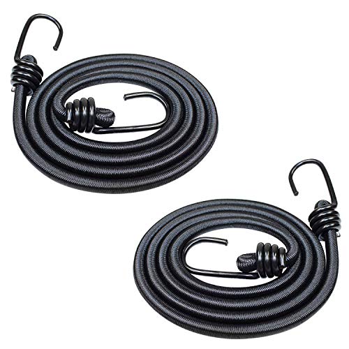 Corde elastiche, 2 pezzi, 120 cm, resistenti, con ganci, per auto, roulotte, camper, campeggio, colore nero