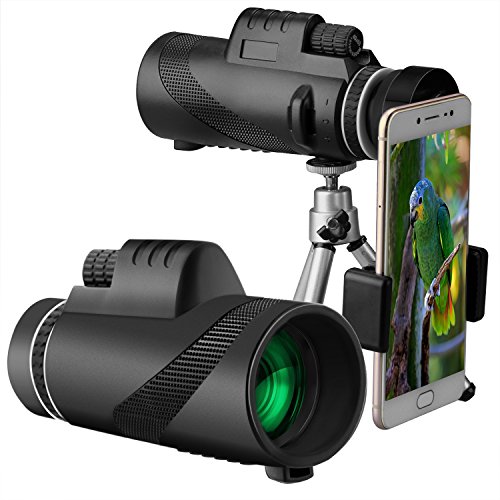 NOVECASA Telescopio Monoculare 40x60 HD BAK4 Prisma Lente FMC Impermeabile con Supporto per Smartphone e Treppiede Birdwatching, Viaggi, Concerti, Sport