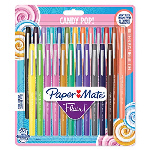 Paper Mate Flair Candy POP Penne, Punta Media, Colori Assortiti, Confezione da 24