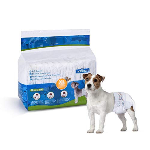 Nobleza Pannolini per Cani USA e Getta Pannolini per addestramento per Cuccioli per Femmine Assorbenti per Animali Domestici Confezione da 12 Pezzi Vita 34-54 cm, XL 7-10 kg