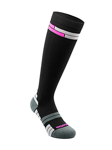 Relaxsan 800 Sport Socks (Nero/Fucsia, 2L) – Calze sportive compressione graduata Fibra Dryarn massime prestazioni