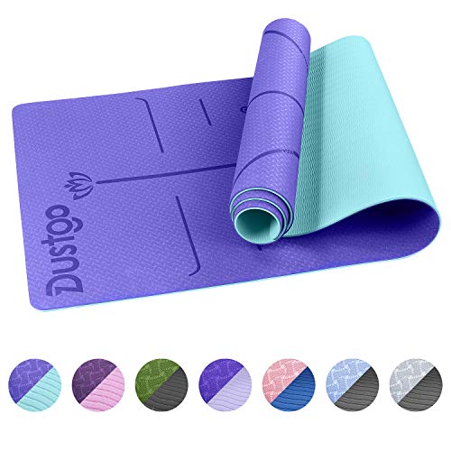 Dustgo Tappetino Yoga da 183cmx63cmx6mm Tappetino Palestra Fitness 100% Ecologico TPE Double-Sided Antiscivolo Yoga Mats