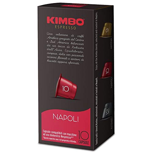Kimbo Capsule di Caffè Napoli, Compatibile con Nespresso, 10 Pacchi da 10 Capsule (Totale 100 Capsule)