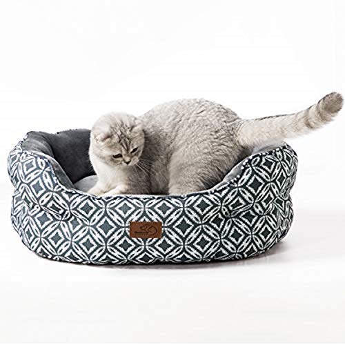 Bedsure Cuccia Gatto Media Interna - Letto Gatto Morbido, Lettino Gatto, Cuscino per Gatto 64x53x23m, Grigio