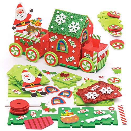 Baker Ross Kit Trenino in Gommapiuma di Babbo Natale (Confezione da 2) per Creazioni e Decorazioni Natalizie per Bambini, Colori Assortiti