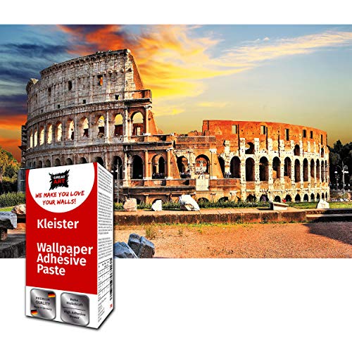 GREAT ART Photo Carta da Parati – Colosseo Roma – città rovina monumento architettura romano anfiteatro Tramonto del Sole Decorazione – 210 x 140 cm 5 pezzi e colla