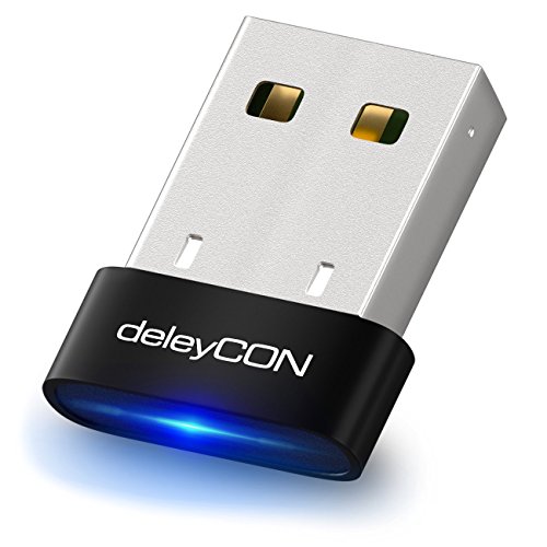 deleyCON Adattatore USB Bluetooth - Tecnologia Bluetooth 4.0 Plug & Play modalità EDR Fino a 3 MBit/s - Compatibile con Windows 10 - Nero