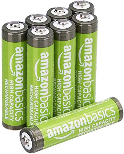 AmazonBasics - Batterie AAA ricaricabili, ad alta capacità, pre-caricate, confezione da 8 (l’aspetto potrebbe variare dall’immagine)