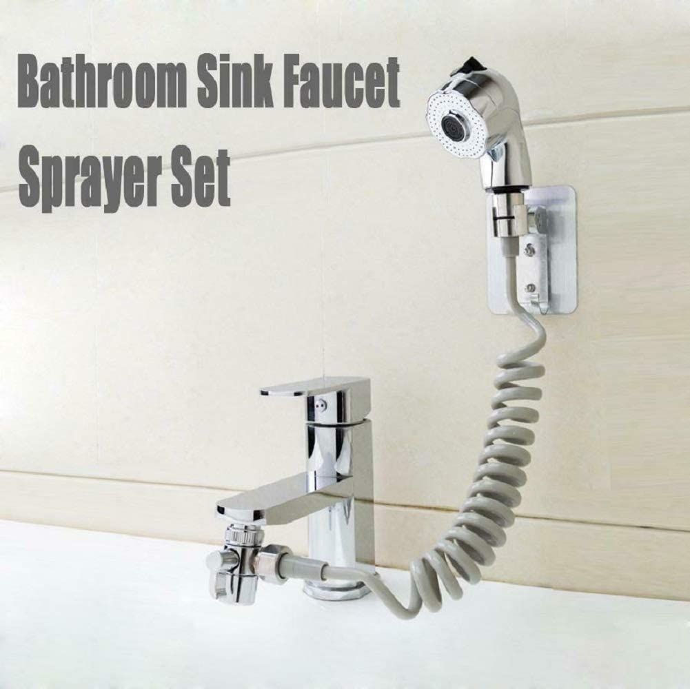 Bathroom Sink Faucet Sprayer Set set,Set di spruzzatori per rubinetto del lavandino del bagno,connessione per toccare la doccia portatile Kit 2 modalità(1,5 metri)