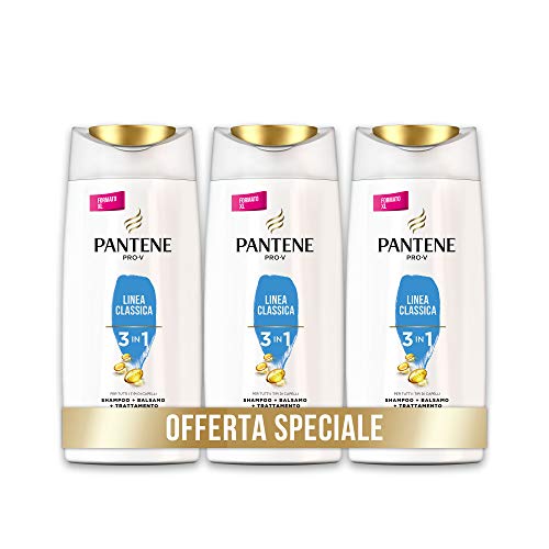 Pantene Pro-V Shampoo/Balsamo Linea Classica 3 In 1 Trattamento, per Capelli Sani e Lucenti, Maxi Formato da 3 x 675 ml